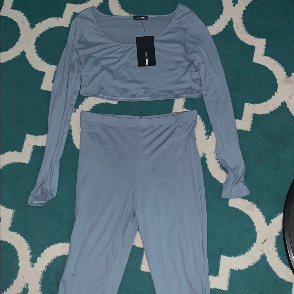 Blue Fashion Nova Biker Short Set NEVER WORN